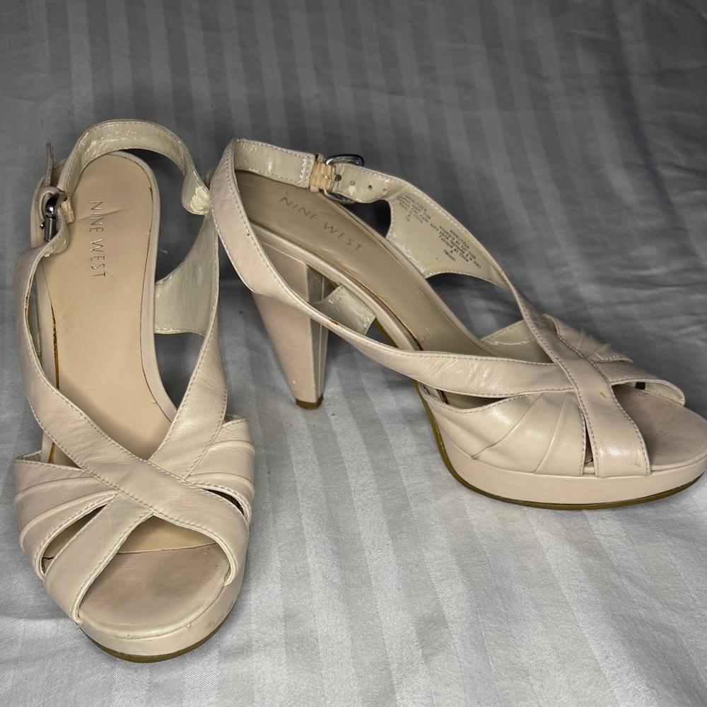 Nine West Cream Slingback Heels